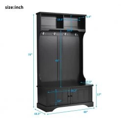 3-in-1 Design Black Hall Tree with 4 Hooks and Shelves Cabinet by ATHMILE 11 3-in-1 Design Black Hall Tree with 4 Hooks and Shelves Cabinet by ATHMILE -ATHMILE Sales Store black athmile hall trees gz b2w20220191 c3 1000