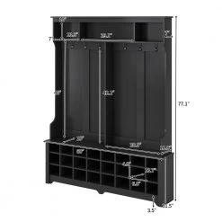 Black Bench Hall Tree with Ample Storage Space and 24-Shoe Cubbies by ATHMILE 10 Black Bench Hall Tree with Ample Storage Space and 24-Shoe Cubbies by ATHMILE -ATHMILE Sales Store black athmile hall trees gz b2w20220566 c3 1000