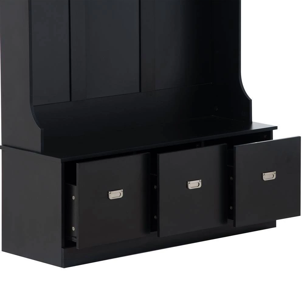 Black Hall Tree with 4-Hooks and 3-Large Drawers by ATHMILE 6 Black Hall Tree with 4-Hooks and 3-Large Drawers by ATHMILE - Image 6