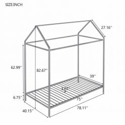 Black Twin Size Frame Metal Platform Bed by ATHMILE -ATHMILE Sales Store black athmile kids beds gz b2w20220854 c3 1000