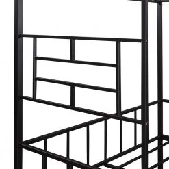 Black Full Size Metal House Bed with Slatted Support by ATHMILE -ATHMILE Sales Store black athmile kids beds gz b2w20221669 1f 1000