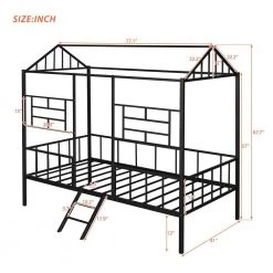 Black Twin Size Metal House Bed with Slatted Support by ATHMILE 12 Black Twin Size Metal House Bed with Slatted Support by ATHMILE -ATHMILE Sales Store black athmile kids beds gz b2w20221670 4f 1000