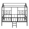 Black Twin Size Metal House Bed with Slatted Support by ATHMILE