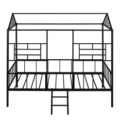 Black Twin Size Metal House Bed with Slatted Support by ATHMILE