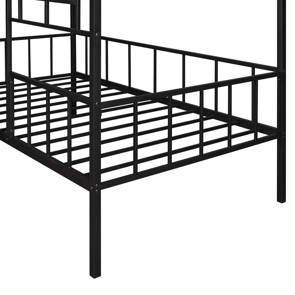 Black Twin Size Metal House Bed with Slatted Support by ATHMILE 7 Black Twin Size Metal House Bed with Slatted Support by ATHMILE - Image 7