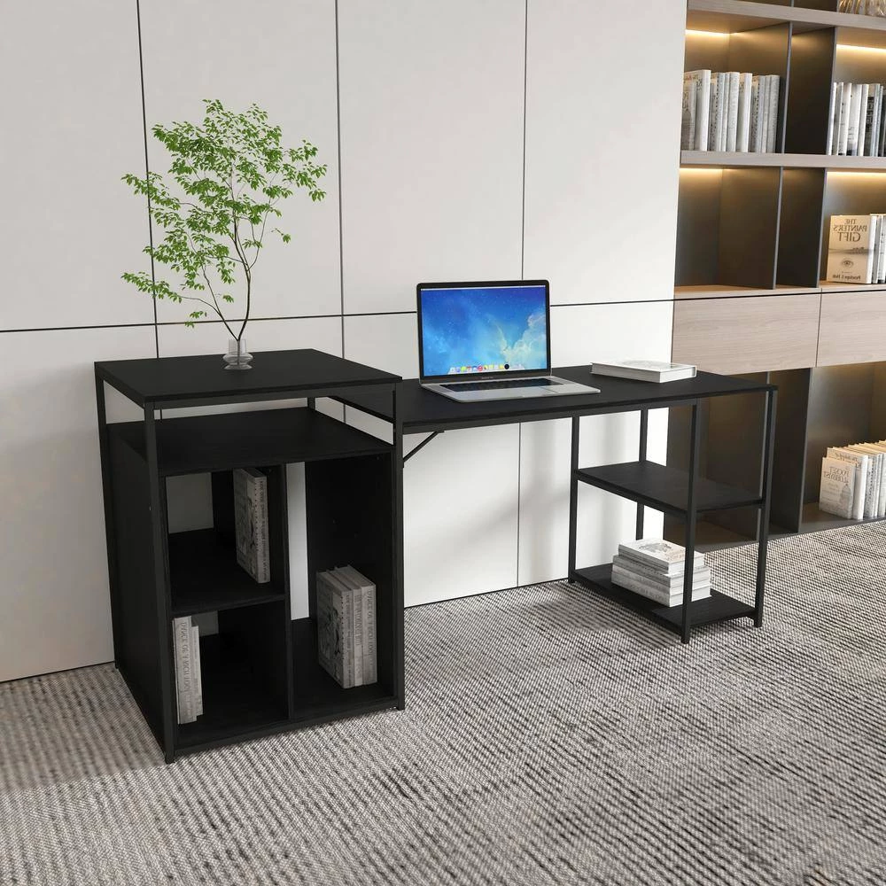 70.80 in. Retangular Black Computer Desk by ATHMILE 5 70.80 in. Retangular Black Computer Desk by ATHMILE - Image 5