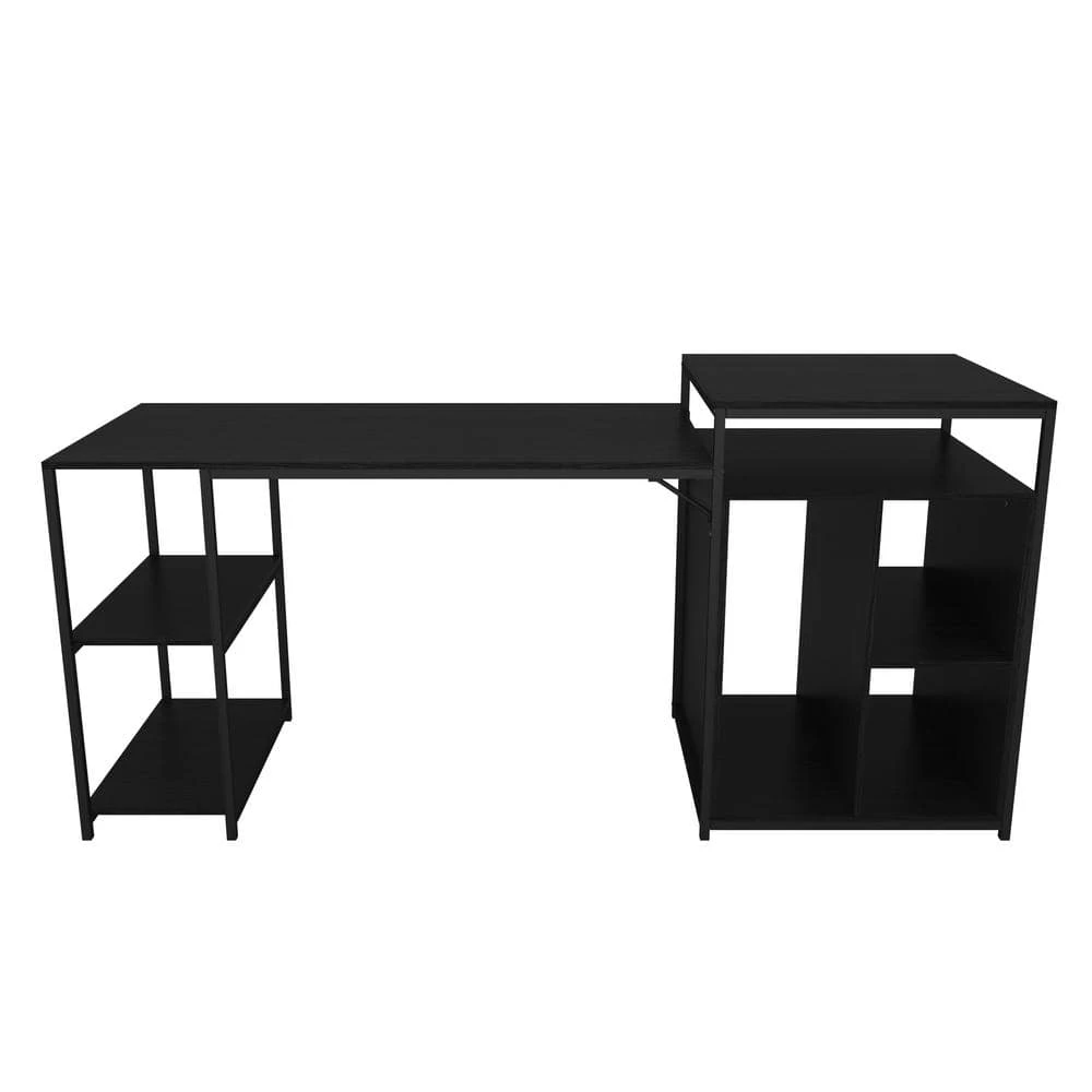 70.80 in. Retangular Black Computer Desk by ATHMILE 1 70.80 in. Retangular Black Computer Desk by ATHMILE