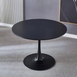 42.12 in. Black Wood Top Round Dining Table by ATHMILE