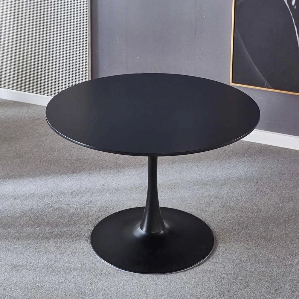 42.12 in. Black Wood Top Round Dining Table by ATHMILE 1 42.12 in. Black Wood Top Round Dining Table by ATHMILE