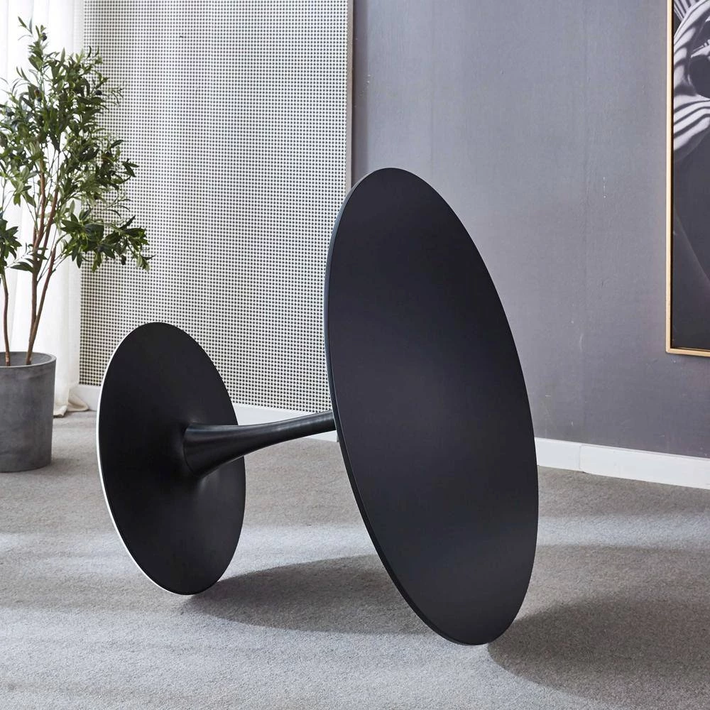 42.12 in. Black Wood Top Round Dining Table by ATHMILE 2 42.12 in. Black Wood Top Round Dining Table by ATHMILE - Image 2