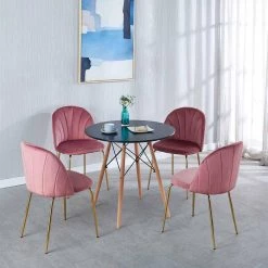 31.5 in. Black Round Wood Top Dining Table by ATHMILE -ATHMILE Sales Store black athmile kitchen dining tables dsw23435254 31 1000