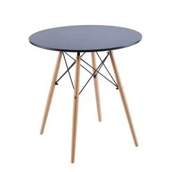 31.5 in. Black Round Wood Top Dining Table by ATHMILE