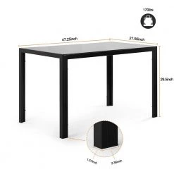 Glass Top Black Rectangle Dining Table by ATHMILE 10 Glass Top Black Rectangle Dining Table by ATHMILE -ATHMILE Sales Store black athmile kitchen dining tables dsw44217523 1f 1000
