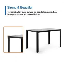 Glass Top Black Rectangle Dining Table by ATHMILE 9 Glass Top Black Rectangle Dining Table by ATHMILE -ATHMILE Sales Store black athmile kitchen dining tables dsw44217523 4f 1000