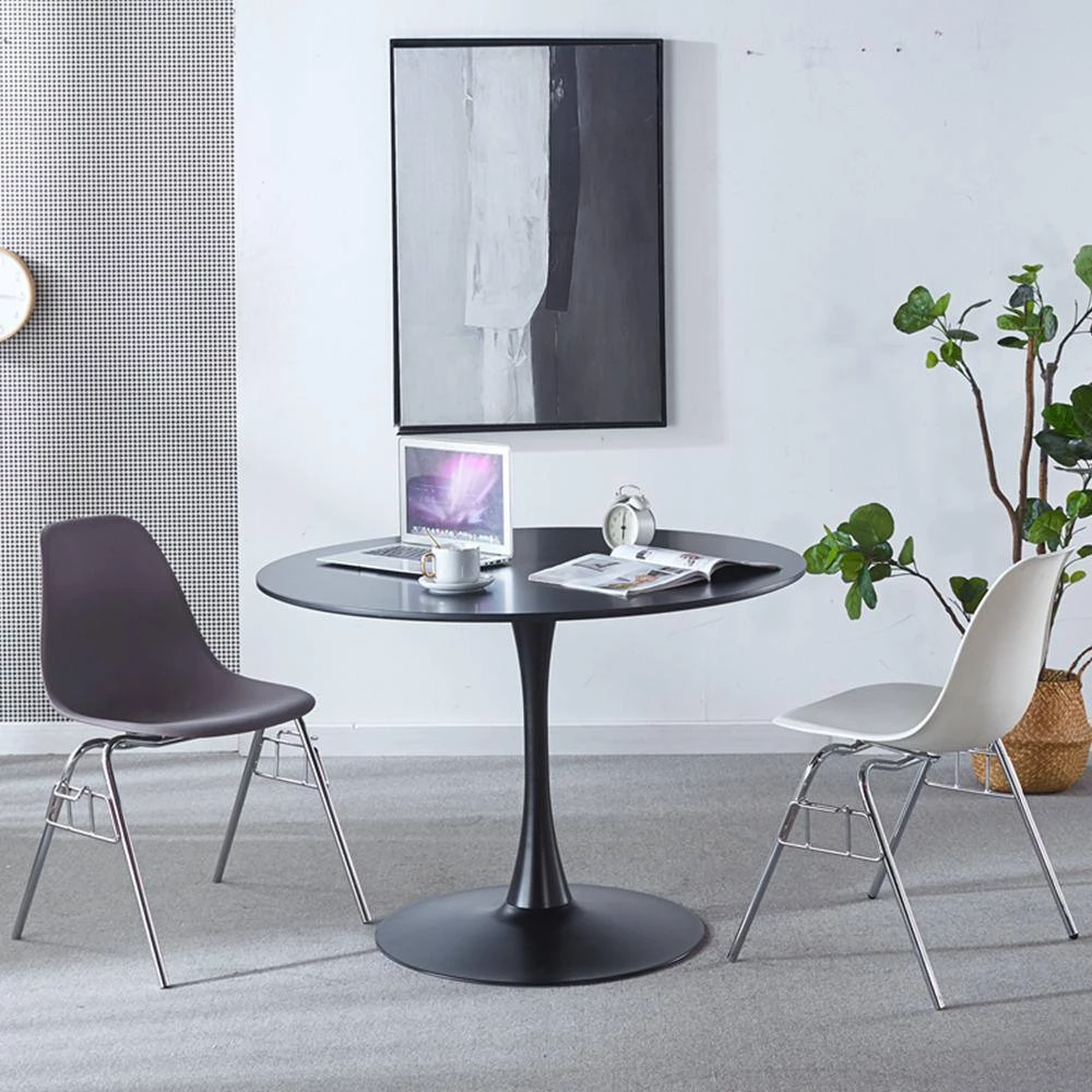 42.1 in. Round Black MDF Top Dining Table with Metal Frame (Seats 6) by ATHMILE 7 42.1 in. Round Black MDF Top Dining Table with Metal Frame (Seats 6) by ATHMILE - Image 7