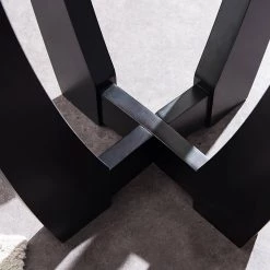 42 in. Round Black Tempered Glass Top Dining Table with Solid Wood Frame (Seats 4) by ATHMILE -ATHMILE Sales Store black athmile kitchen dining tables gz b2w20220143 1f 1000