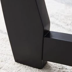 42 in. Round Black Tempered Glass Top Dining Table with Solid Wood Frame (Seats 4) by ATHMILE -ATHMILE Sales Store black athmile kitchen dining tables gz b2w20220143 76 1000