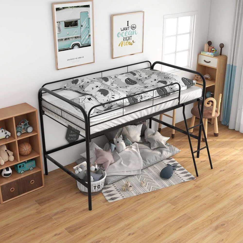 Black Twin Low Loft Bed by ATHMILE 5 Black Twin Low Loft Bed by ATHMILE - Image 5