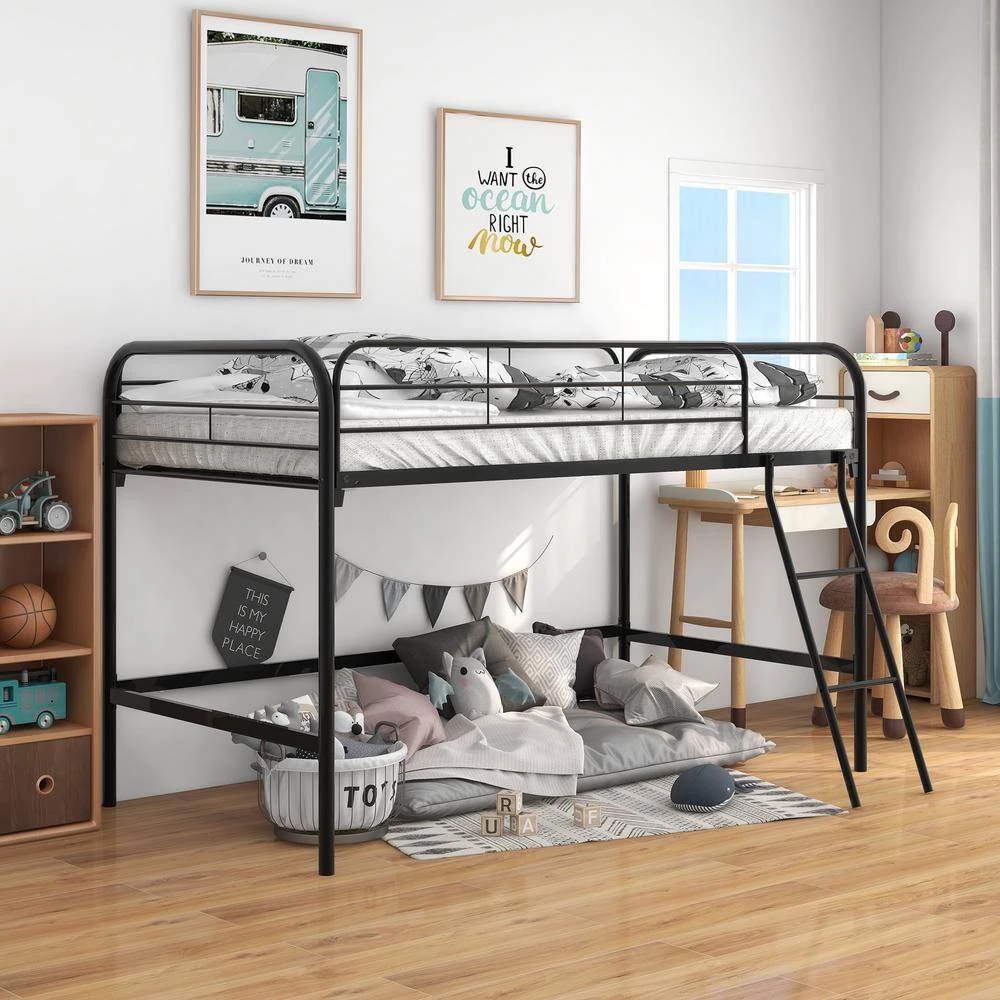 Black Twin Low Loft Bed by ATHMILE 2 Black Twin Low Loft Bed by ATHMILE - Image 2