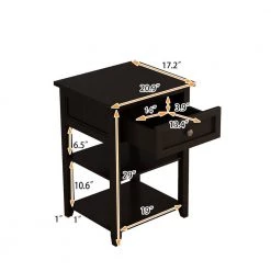 1-Drawer Wooden Black Nightstand (20.9 in. Lx17.2 in. W x29 in. H) by ATHMILE -ATHMILE Sales Store black athmile nightstands gz b2w20222045 1f 1000