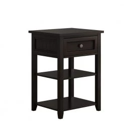1-Drawer Wooden Black Nightstand (20.9 in. Lx17.2 in. W x29 in. H) by ATHMILE