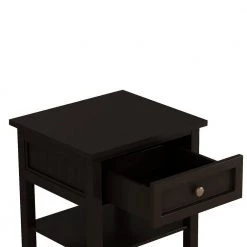 1-Drawer Wooden Black Nightstand (20.9 in. Lx17.2 in. W x29 in. H) by ATHMILE -ATHMILE Sales Store black athmile nightstands gz b2w20222045 fa 1000