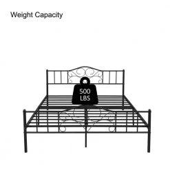 Black Queen Platform Bed by ATHMILE -ATHMILE Sales Store black athmile panel beds ddw42732557 4f 1000