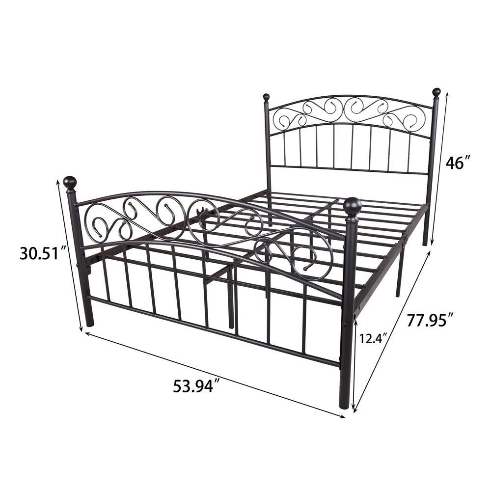 54 in. W Black Non-upholstered Wood Frame Full Four Poster Bed by ATHMILE 3 54 in. W Black Non-upholstered Wood Frame Full Four Poster Bed by ATHMILE - Image 3