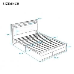 Black Full Size Metal Platform Bed Frame with Sockets by ATHMILE -ATHMILE Sales Store black athmile panel beds gz b2w20221679 4f 1000