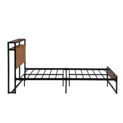 Black Full Size Metal Platform Bed Frame with Sockets by ATHMILE -ATHMILE Sales Store black athmile panel beds gz b2w20221679 76 1000