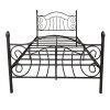 Black Full Size Metal Bed with Headboard and Footboard by ATHMILE