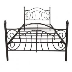 Black Full Size Metal Bed with Headboard and Footboard by ATHMILE