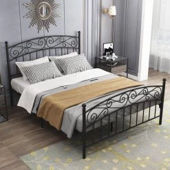 59.84 in. W Black Metal Frame Queen Platform Bed by ATHMILE 10 59.84 in. W Black Metal Frame Queen Platform Bed by ATHMILE -ATHMILE Sales Store black athmile platform beds dsz tw84036135 1f 1000