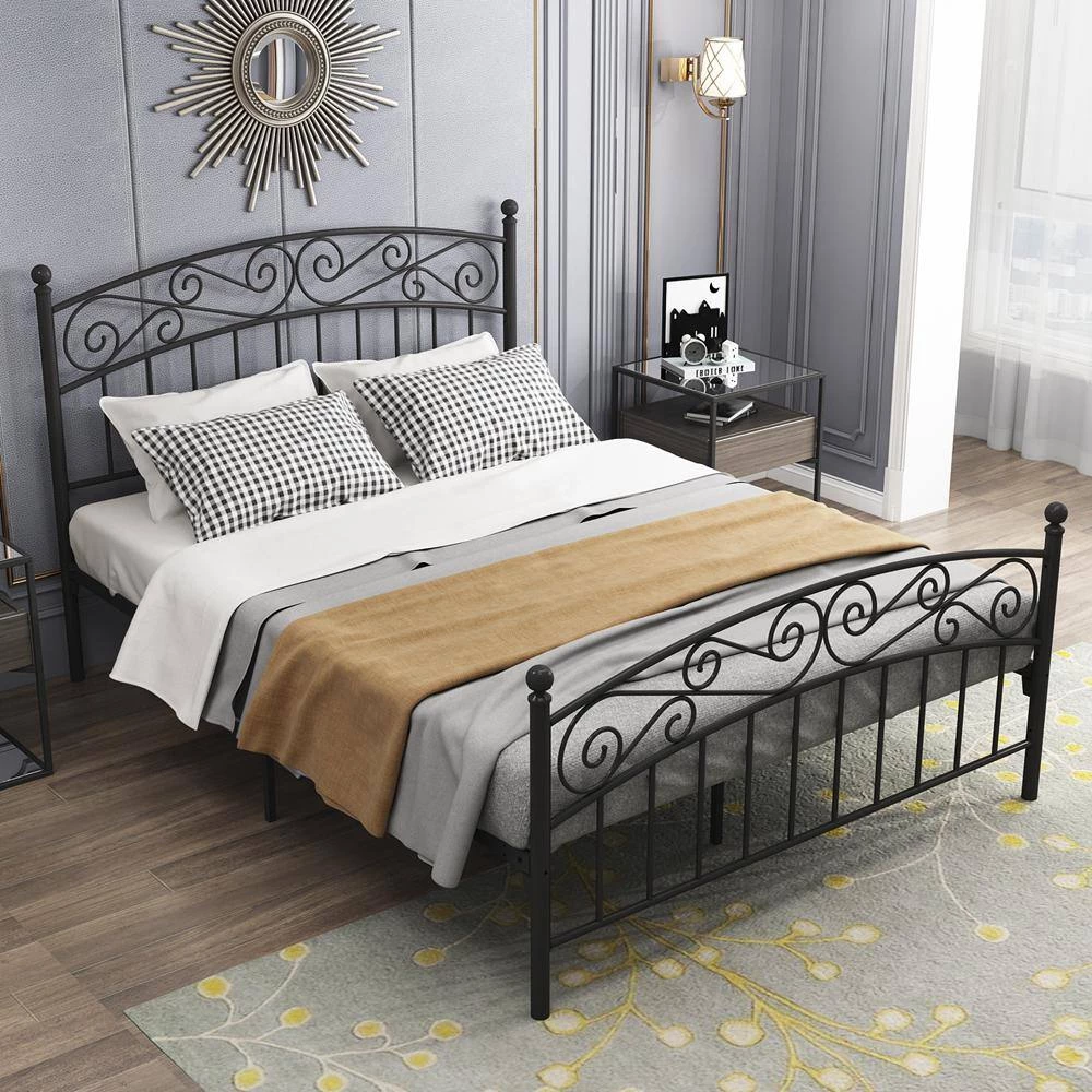 59.84 in. W Black Metal Frame Queen Platform Bed by ATHMILE 5 59.84 in. W Black Metal Frame Queen Platform Bed by ATHMILE - Image 5