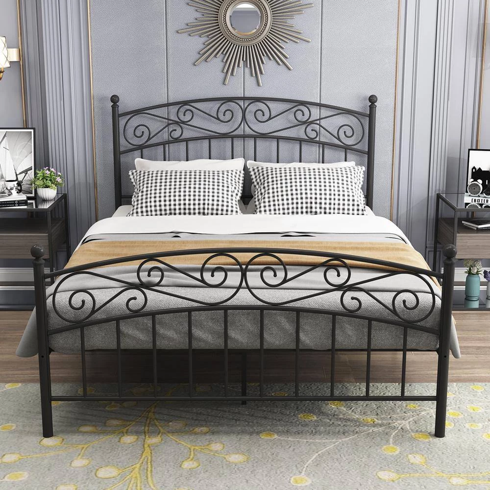 59.84 in. W Black Metal Frame Queen Platform Bed by ATHMILE 6 59.84 in. W Black Metal Frame Queen Platform Bed by ATHMILE - Image 6