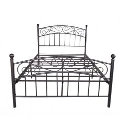 Black Metal Bed Frame Full Size Platform Bed with Headboard and Fooboard by ATHMILE