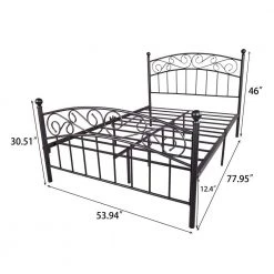 Black Metal Bed Frame Full Size Platform Bed with Headboard and Fooboard by ATHMILE -ATHMILE Sales Store black athmile platform beds gz b2w20220343 c3 1000