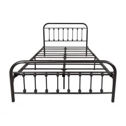 Black Metal Bed Frame Full Size Platform Bed with Headboard and Fooboard by ATHMILE