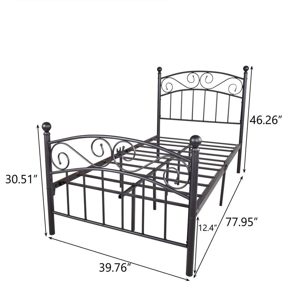77.95 in. W Black Metal Frame Twin Platform Bed by ATHMILE 3 77.95 in. W Black Metal Frame Twin Platform Bed by ATHMILE - Image 3