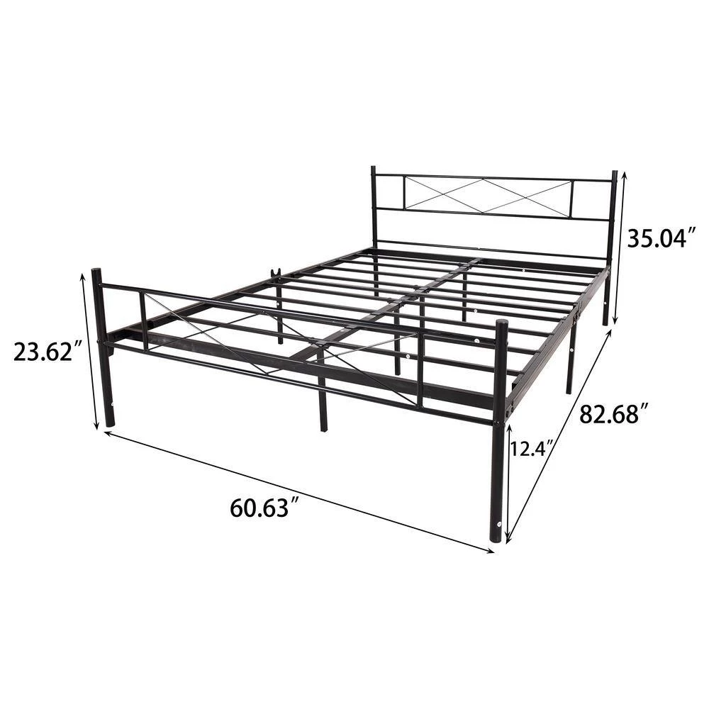82.68 in. W Black Metal Frame Queen Platform Bed by ATHMILE 3 82.68 in. W Black Metal Frame Queen Platform Bed by ATHMILE - Image 3
