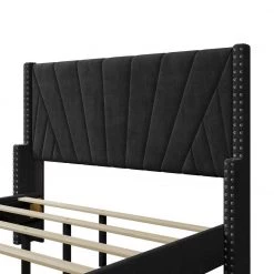 81 in. W Black Velvet Upholstered Full Size Platform Bed by ATHMILE 12 81 in. W Black Velvet Upholstered Full Size Platform Bed by ATHMILE -ATHMILE Sales Store black athmile platform beds gz b2w20221306 1f 1000