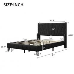 81 in. W Black Velvet Upholstered Full Size Platform Bed by ATHMILE 10 81 in. W Black Velvet Upholstered Full Size Platform Bed by ATHMILE -ATHMILE Sales Store black athmile platform beds gz b2w20221306 c3 1000