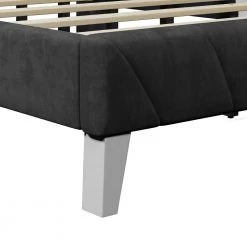 85.8 in. W Black Velvet Upholstered Queen Size Platform Bed by ATHMILE -ATHMILE Sales Store black athmile platform beds gz b2w20221309 44 1000