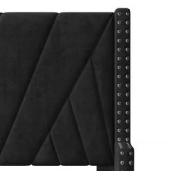 85.8 in. W Black Velvet Upholstered Queen Size Platform Bed by ATHMILE -ATHMILE Sales Store black athmile platform beds gz b2w20221309 fa 1000