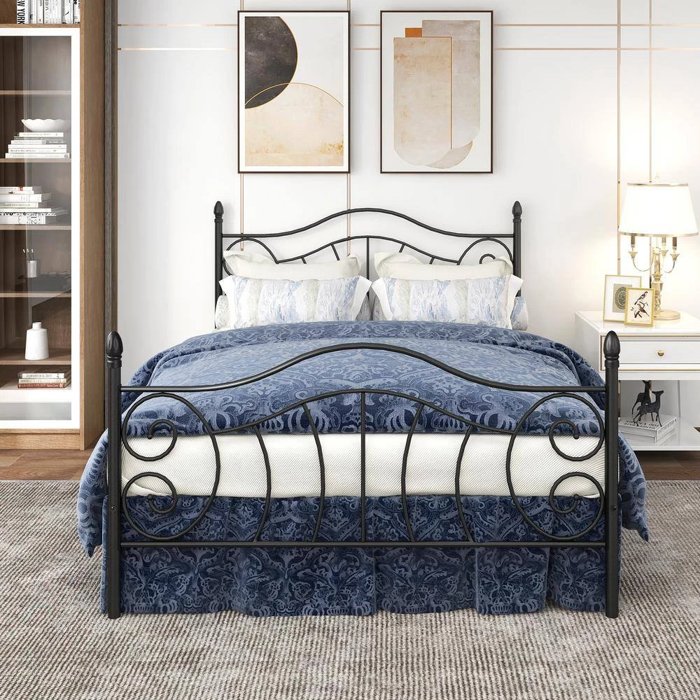 83.07 in. W Black Non-Upholster Metal Frame Queen Platform Bed by ATHMILE 7 83.07 in. W Black Non-Upholster Metal Frame Queen Platform Bed by ATHMILE - Image 7
