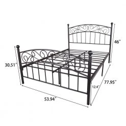 77.95 in. W Black Non-Upholster Metal Frame Full Platform Bed by ATHMILE -ATHMILE Sales Store black athmile platform beds gz b2w20221401 c3 1000