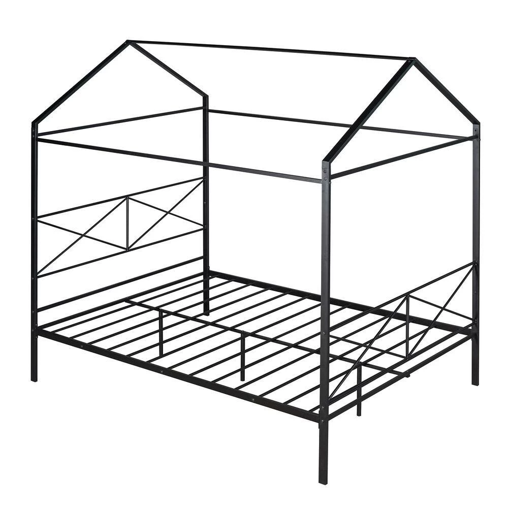 83.5 in. W Black Queen Size Metal House Shape Platform Bed by ATHMILE 5 83.5 in. W Black Queen Size Metal House Shape Platform Bed by ATHMILE - Image 5