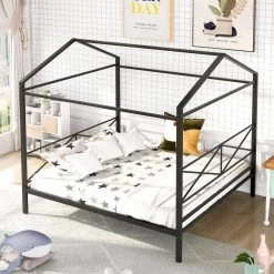 83.5 in. W Black Queen Size Metal House Shape Platform Bed by ATHMILE 11 83.5 in. W Black Queen Size Metal House Shape Platform Bed by ATHMILE -ATHMILE Sales Store black athmile platform beds gz b2w20221573 31 1000