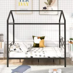 83.5 in. W Black Queen Size Metal House Shape Platform Bed by ATHMILE 9 83.5 in. W Black Queen Size Metal House Shape Platform Bed by ATHMILE -ATHMILE Sales Store black athmile platform beds gz b2w20221573 4f 1000