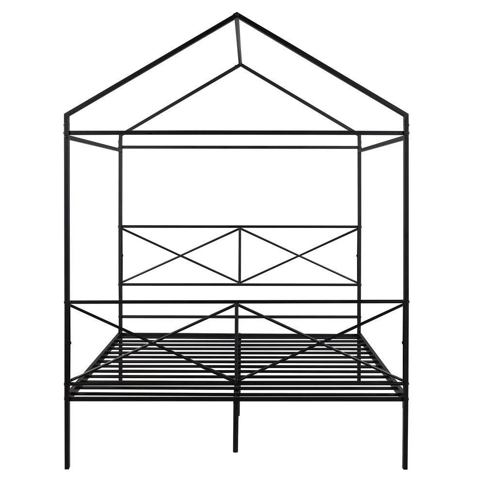 83.5 in. W Black Queen Size Metal House Shape Platform Bed by ATHMILE 2 83.5 in. W Black Queen Size Metal House Shape Platform Bed by ATHMILE - Image 2